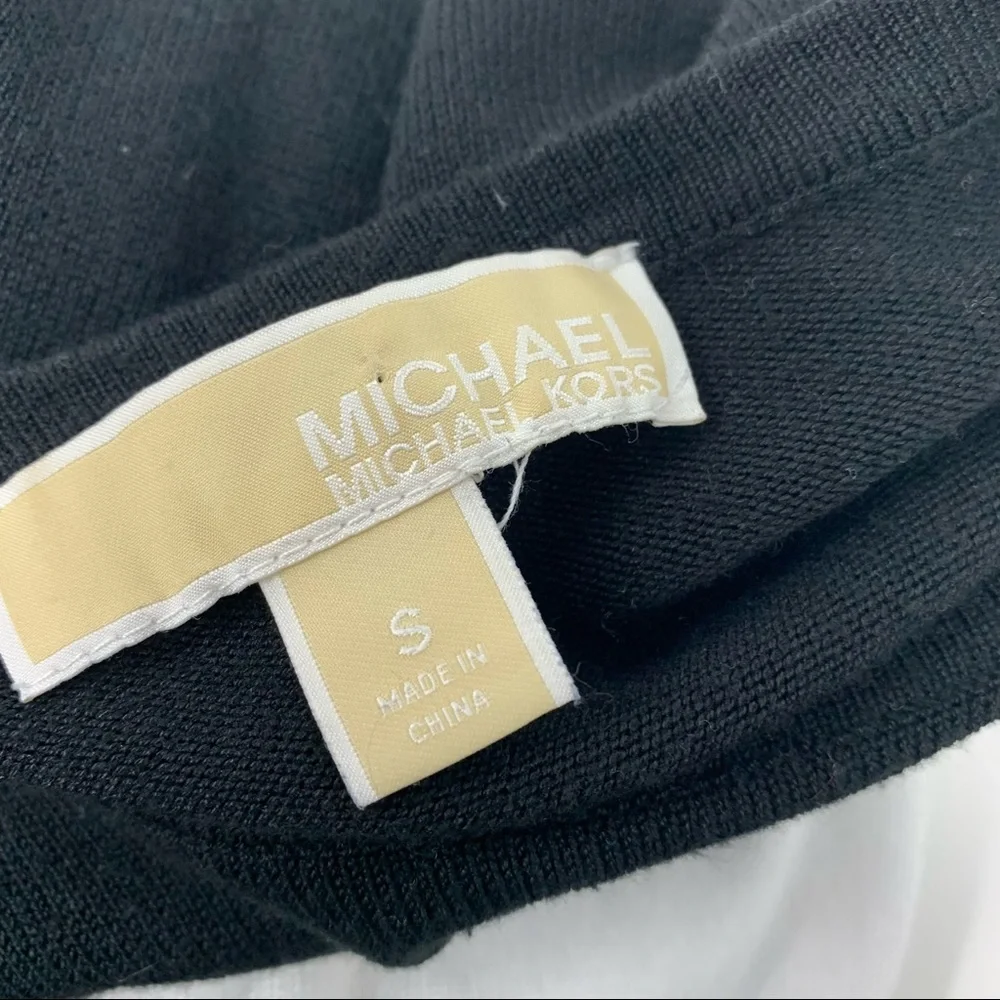 Michael Kors Black White Color block Zipper Sweater